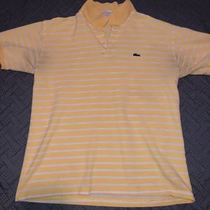 Lacoste Yellow and White Striped Polo Shirt